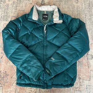 North Face Women’s 550 Down Puffer Jacket in Teal Green, Size Large